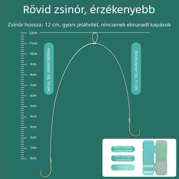 Két horoggal ellátott zsinór arany hüvellyel, kész halászeszköz vad patakhoz