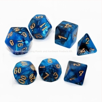 7-darabos poliéder kocka készlet D&D RPG-hez, akril, kerek sarkú, D4-D20 formák