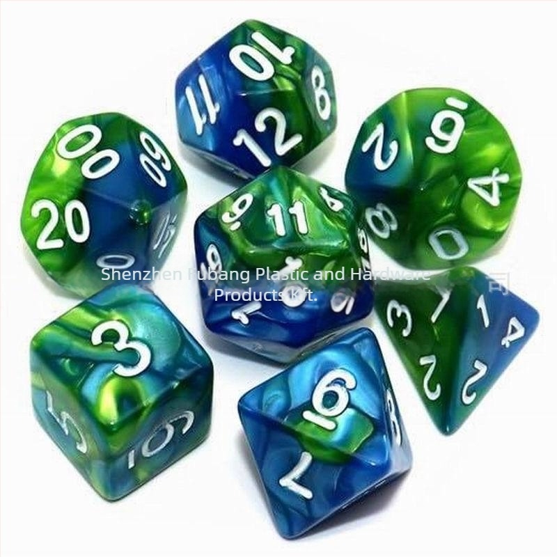 7-darabos poliéder kocka készlet D&D RPG-hez, akril, kerek sarkú, D4-D20 formák