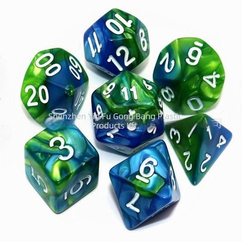 7-darabos poliéder kocka készlet D&D RPG-hez, akril, kerek sarkú, D4-D20 formák