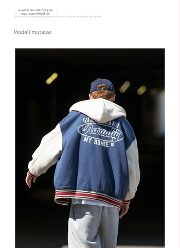 Streetwear-stílusú kapucnis dzseki lazított szabással, akril anyagból, hosszú ujjak, tavasz–őszi viselet