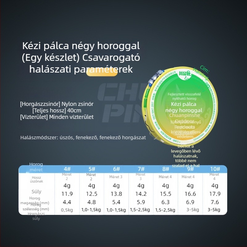 Négyrögű horogos rig horgászathoz – anti-tekeredés, szúró horoggal, kézi pálca tóhoz
