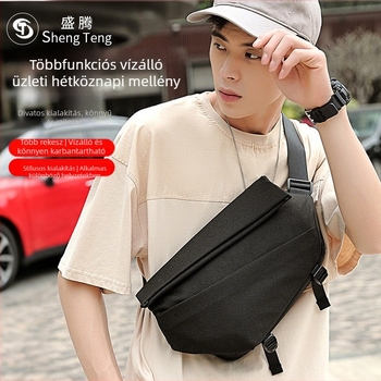 Férfi crossbody táska kerékpározáshoz, vízálló, könnyű, kopásálló, nagy kapacitású, bővíthető