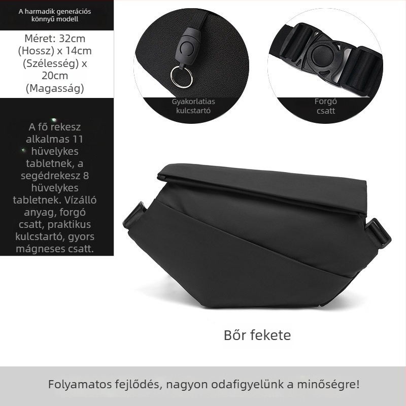 Férfi crossbody táska kerékpározáshoz, vízálló, könnyű, kopásálló, nagy kapacitású, bővíthető