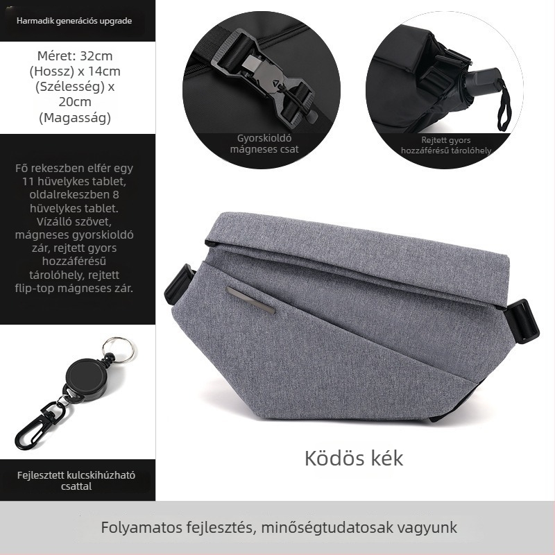 Férfi crossbody táska kerékpározáshoz, vízálló, könnyű, kopásálló, nagy kapacitású, bővíthető