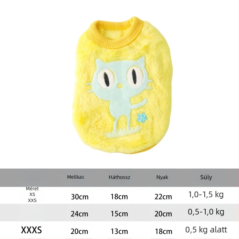 Flanelból készült mellény háziállatoknak – kistestű kölyökkutyák és macskák számára, uniszex, hétköznapi stílus, őszi-téli szezon