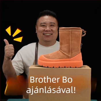 Maolu Női havas csizma vastag talppal és integrált báránybőr béléssel (Vulkanizált gumitalp; 10–20 cm rövid csizmamagasság; belső báránybőr bélés)