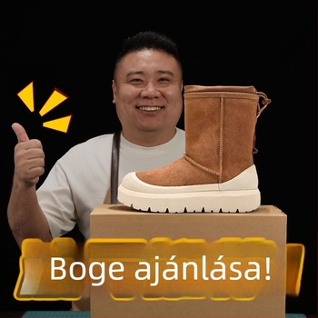 Maolu Női havas csizma vastag talppal és integrált báránybőr béléssel (Vulkanizált gumitalp; 10–20 cm rövid csizmamagasság; belső báránybőr bélés)