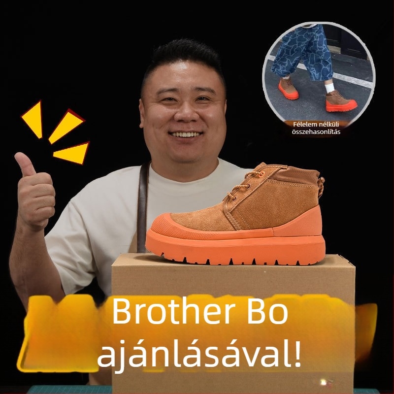 Maolu Női havas csizma vastag talppal és integrált báránybőr béléssel (Vulkanizált gumitalp; 10–20 cm rövid csizmamagasság; belső báránybőr bélés)