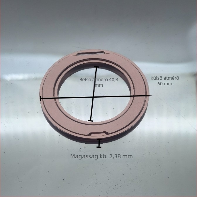 Alumínium ötvözetű telefon gyűrűs tartó, 360°-os forgó állvánnyal, ragasztóval rögzíthető, rezgés elleni védelem