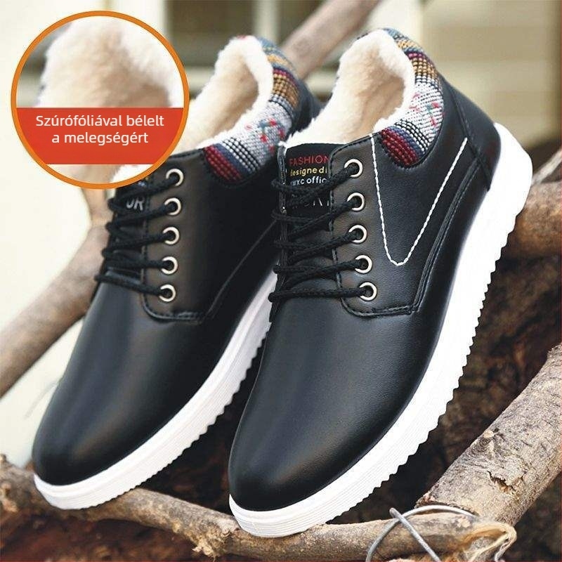 Férfi téli csizmák - vízálló, csúszásmentes, felsőrész: műbőr, talp: gumi, slip-on Martin-stílusú