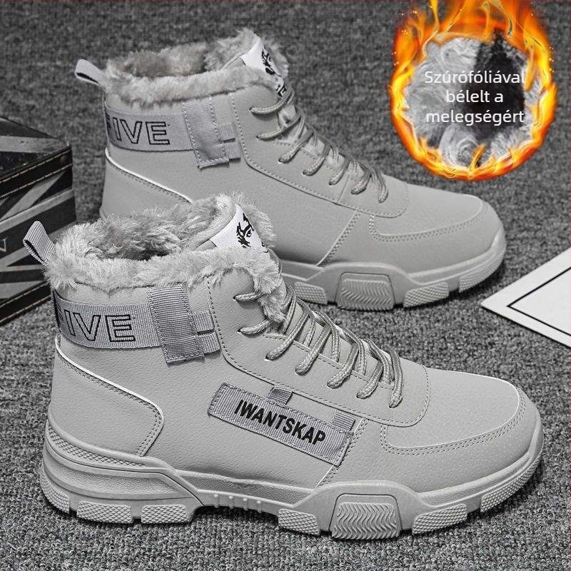 Férfi téli csizmák - vízálló, csúszásmentes, felsőrész: műbőr, talp: gumi, slip-on Martin-stílusú