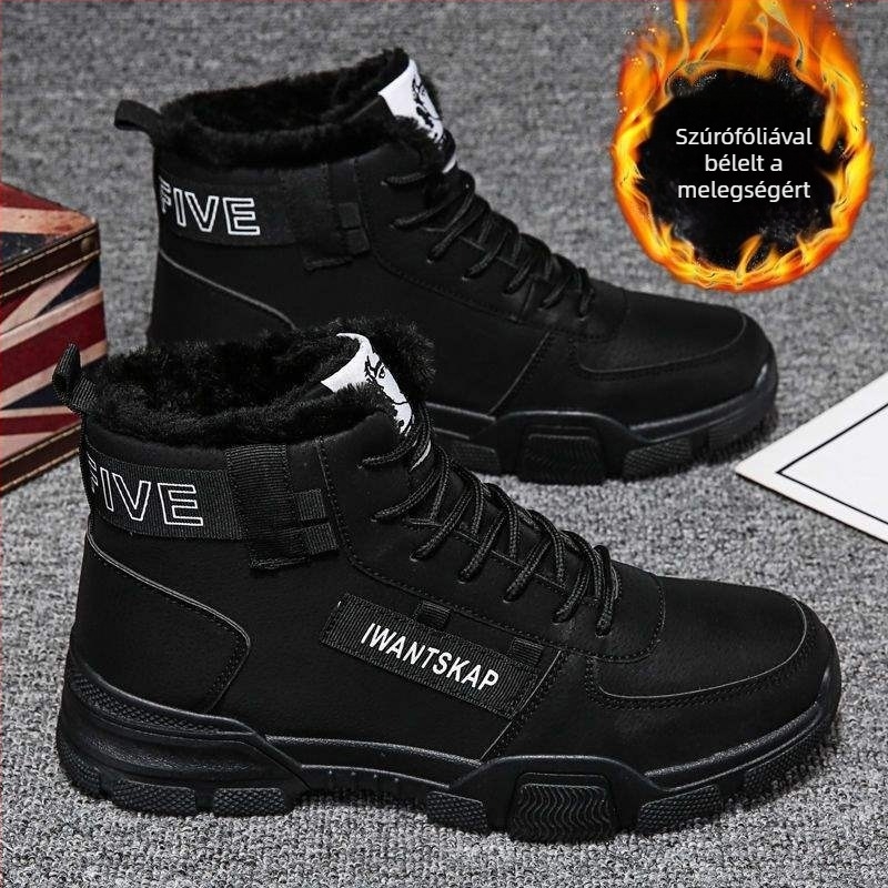 Férfi téli csizmák - vízálló, csúszásmentes, felsőrész: műbőr, talp: gumi, slip-on Martin-stílusú
