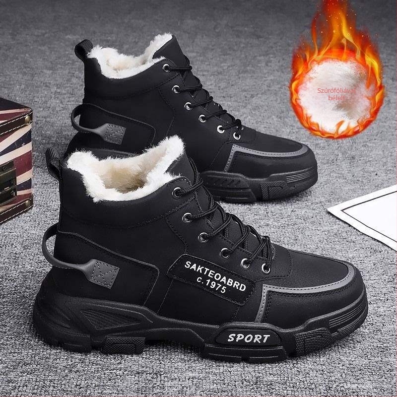 Férfi téli csizmák - vízálló, csúszásmentes, felsőrész: műbőr, talp: gumi, slip-on Martin-stílusú