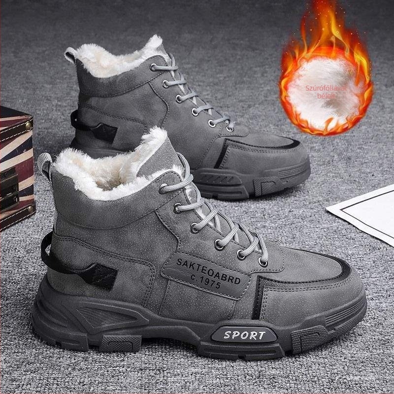 Férfi téli csizmák - vízálló, csúszásmentes, felsőrész: műbőr, talp: gumi, slip-on Martin-stílusú