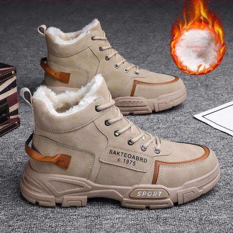 Férfi téli csizmák - vízálló, csúszásmentes, felsőrész: műbőr, talp: gumi, slip-on Martin-stílusú