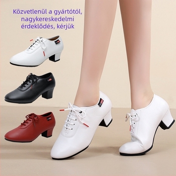 Női bőr tánccipő, puha gumírozott talppal, modern és latin táncokra