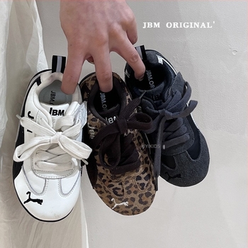 Koreai stílusú gyerekeknek készült retro leopard mintás edzőcipő, 2025-ös divat, sokoldalú mindennapi cipő fiúknak és lányoknak