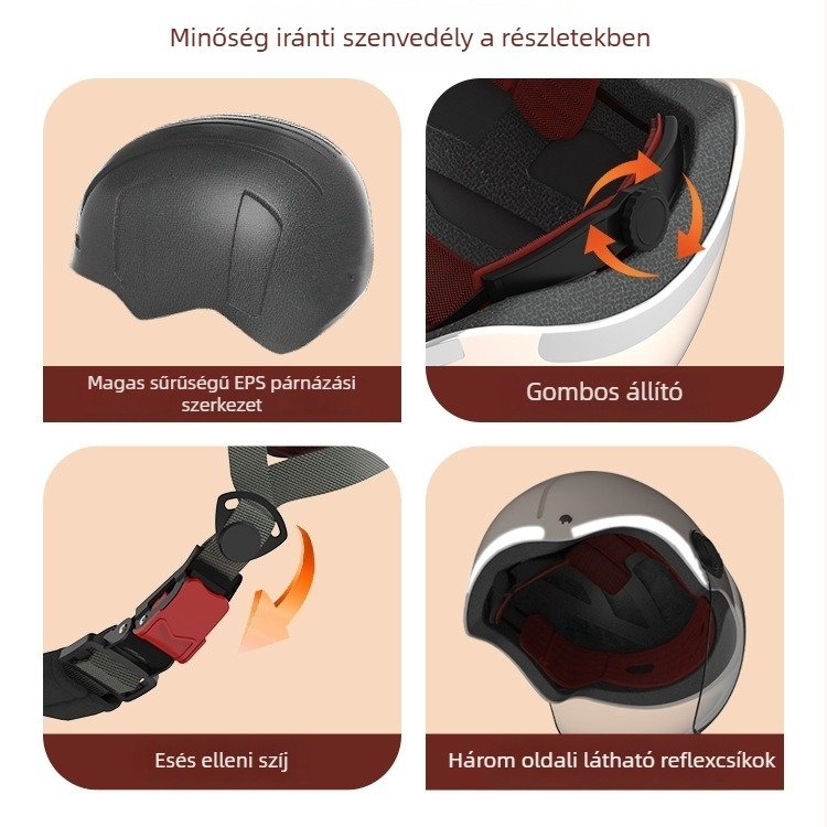 ABS anyagú sisak elektromos járművekhez, 3C tanúsítvány, Nr. 2024091105021488, fél sisak felnőtteknek, négy évszakos, városi ingázáshoz motorral