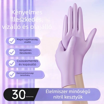 Nitril egyszer használatos kesztyűk, vastagított, vízálló, konyhai tisztításhoz és mosogatáshoz, hossz 29 cm