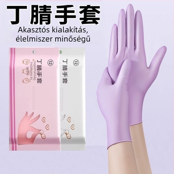 Nitril egyszer használatos kesztyűk, vastagított, vízálló, konyhai tisztításhoz és mosogatáshoz, hossz 29 cm