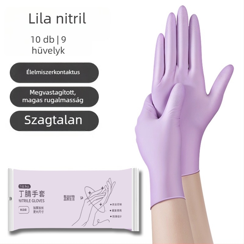 Nitril egyszer használatos kesztyűk, vastagított, vízálló, konyhai tisztításhoz és mosogatáshoz, hossz 29 cm