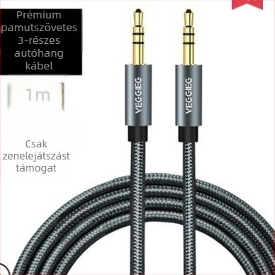Weige 3.5 mm-es AUX audio kábel digitális eszközökhöz, aranyozott kivitel, zománcozott réz vezetőmag, CE tanúsítvány