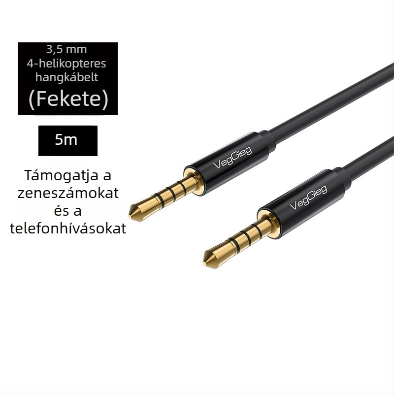 Weige 3.5 mm-es AUX audio kábel digitális eszközökhöz, aranyozott kivitel, zománcozott réz vezetőmag, CE tanúsítvány