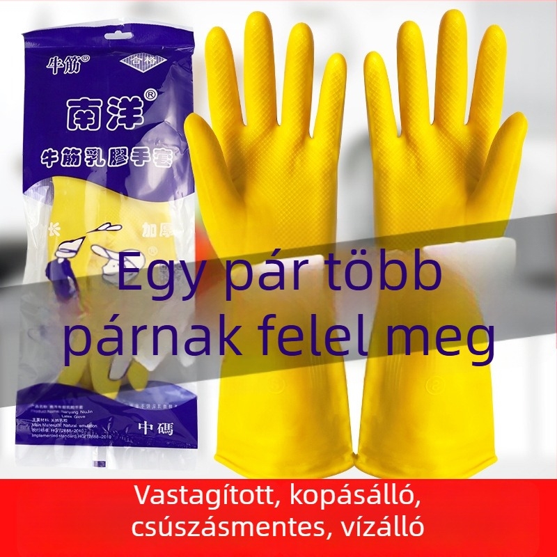 South Sea egyszer használatos gumikesztyűk – vastagított, kopásálló; háztartási tisztításra, halászatra és élelmiszer-feldolgozásra; Márka: South Sea; Tömeg: 100
