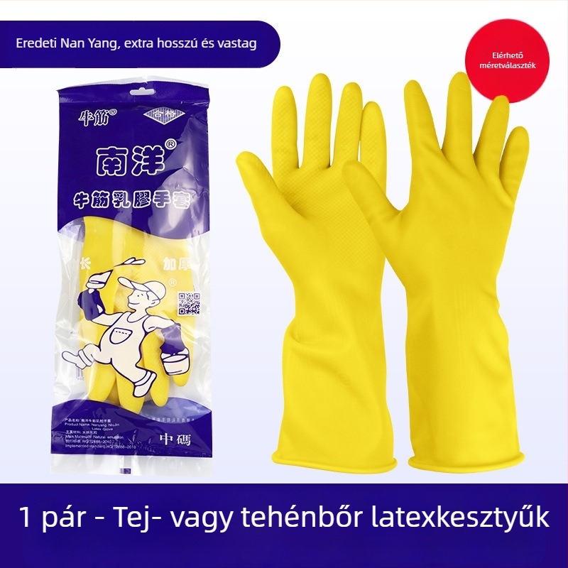 South Sea egyszer használatos gumikesztyűk – vastagított, kopásálló; háztartási tisztításra, halászatra és élelmiszer-feldolgozásra; Márka: South Sea; Tömeg: 100