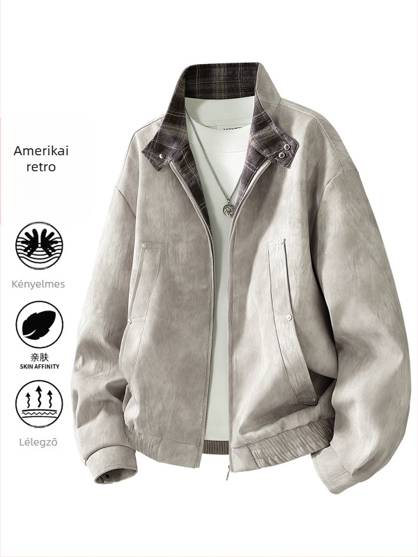 Őszi férfi PU bőrdzseki, plusz méret, álló gallérral, vintage stílus, sokoldalú