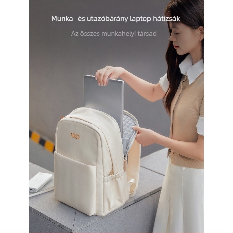 Laptop hátizsák, városi egyszerű stílus, nylon külső, poliészter bélés, cipzáras zárás, tehercsökkentő funkció, mindennapi használatra