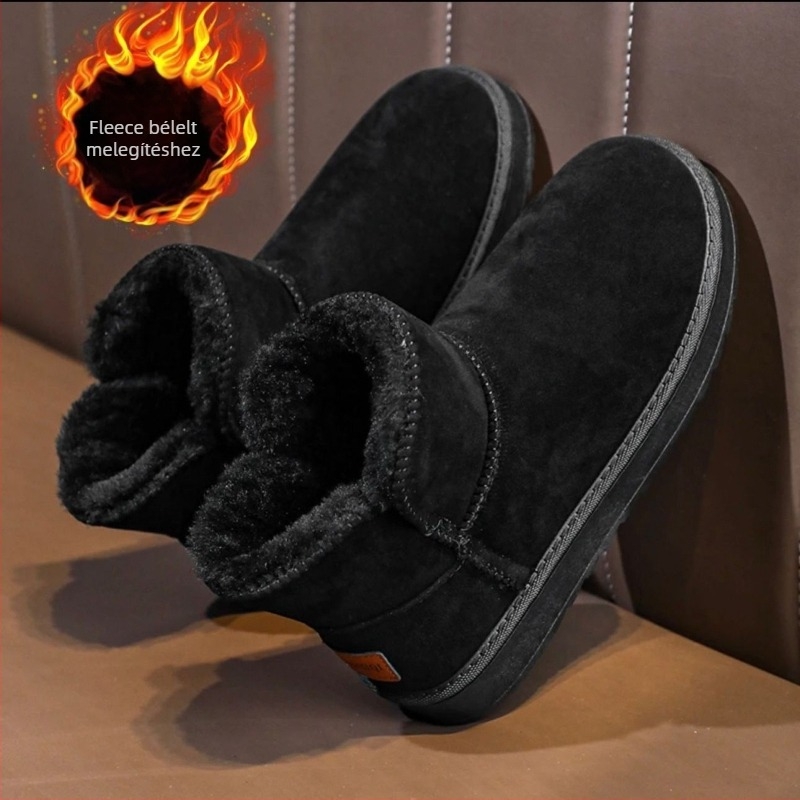 Hócsizma, velúr felső rész, juhgyapjú bélés, habgumis talp, laza stílus (melegen tart)