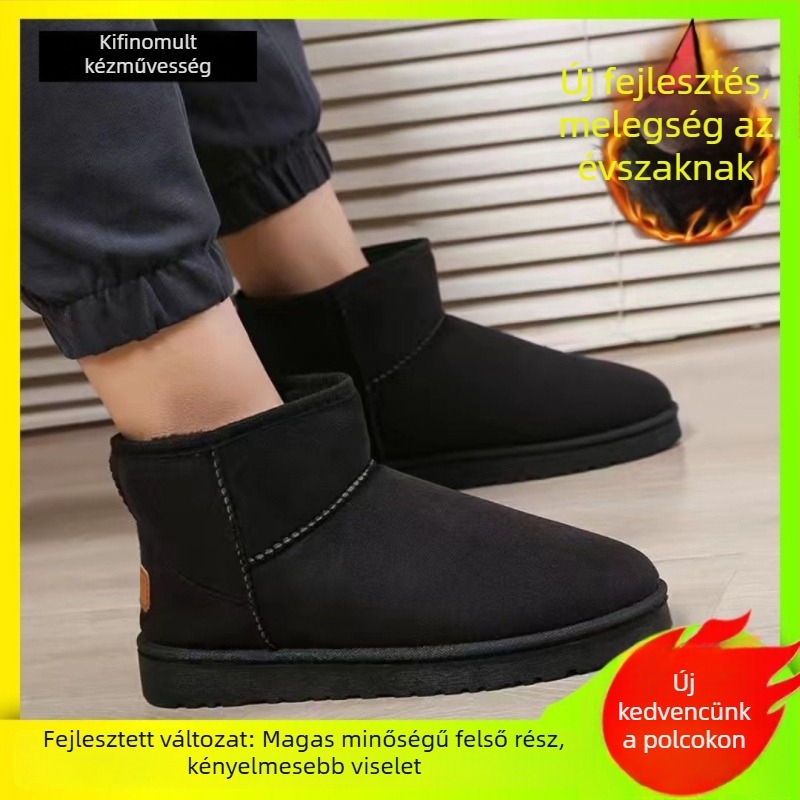 Hócsizma, velúr felső rész, juhgyapjú bélés, habgumis talp, laza stílus (melegen tart)