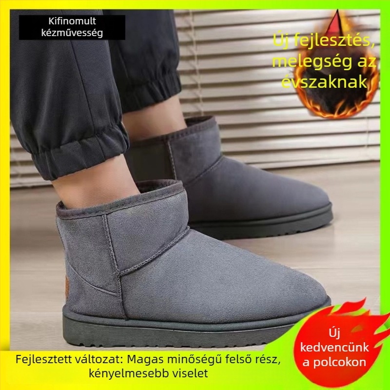 Hócsizma, velúr felső rész, juhgyapjú bélés, habgumis talp, laza stílus (melegen tart)