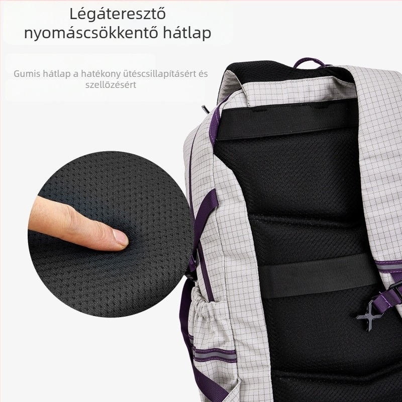 Középiskolai hátizsák gerincvédővel, ultra könnyű, vízálló poliészterből, kockás mintával, légpárnás vállpántok