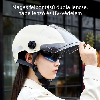 Macskafülű 3/4 sisak elektromos járművekhez - ABS, 3C hitelesített, felnőttek, tél, ingázás