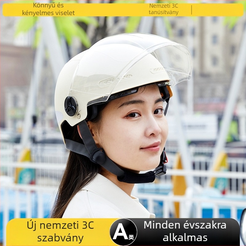 Macskafülű 3/4 sisak elektromos járművekhez - ABS, 3C hitelesített, felnőttek, tél, ingázás