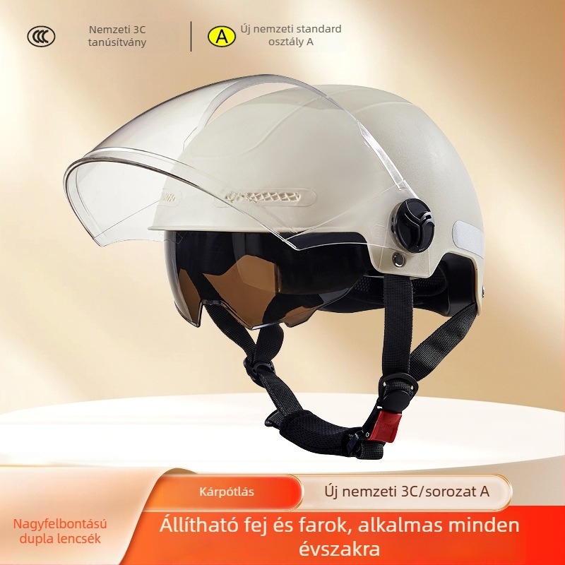Macskafülű 3/4 sisak elektromos járművekhez - ABS, 3C hitelesített, felnőttek, tél, ingázás