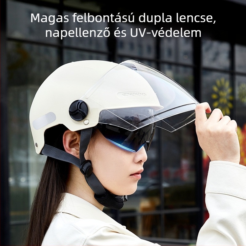 Macskafülű 3/4 sisak elektromos járművekhez - ABS, 3C hitelesített, felnőttek, tél, ingázás