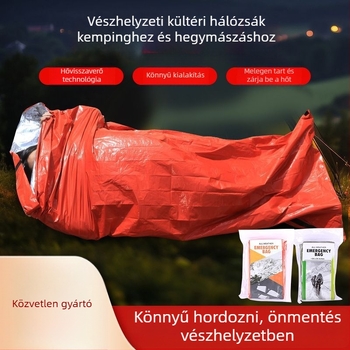 Kültéri vészhelyzeti hálózsák kempingezéshez és hegymászáshoz, poliészter-pamut töltet, poliészter anyag, boríték-stílusú kialakítás, felnőtteknek