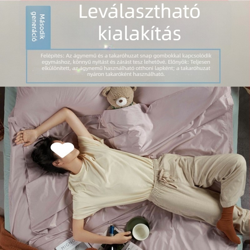 Utazó hálózsák készlet poliészter töltettel, Mulberry selyem bélés, poliészter anyagú szövet, boríték típusú szerkezet, felnőtteknek