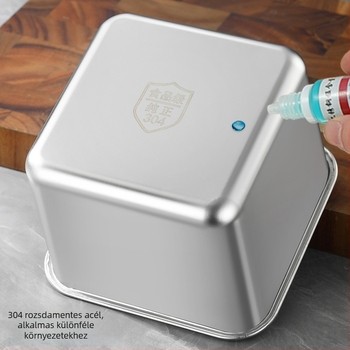 304 rozsdamentes acél négyszögletes fűszertároló fedővel