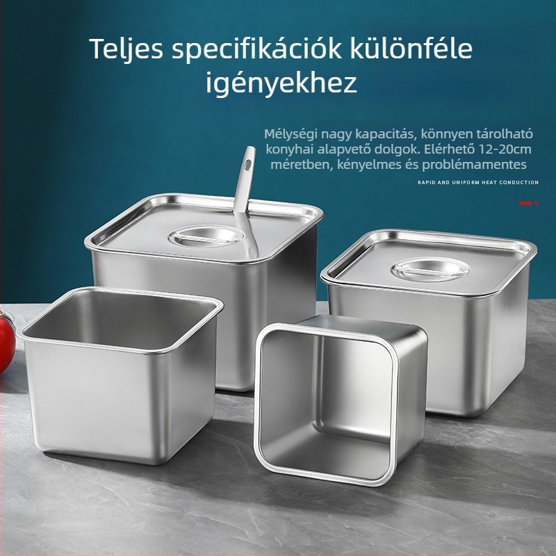 304 rozsdamentes acél négyszögletes fűszertároló fedővel