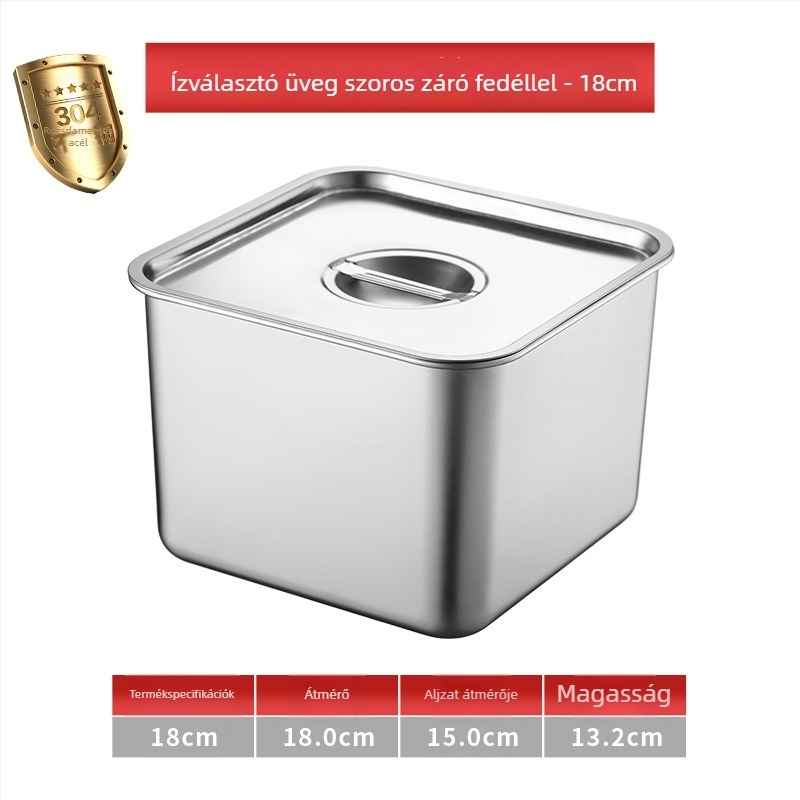 304 rozsdamentes acél négyszögletes fűszertároló fedővel