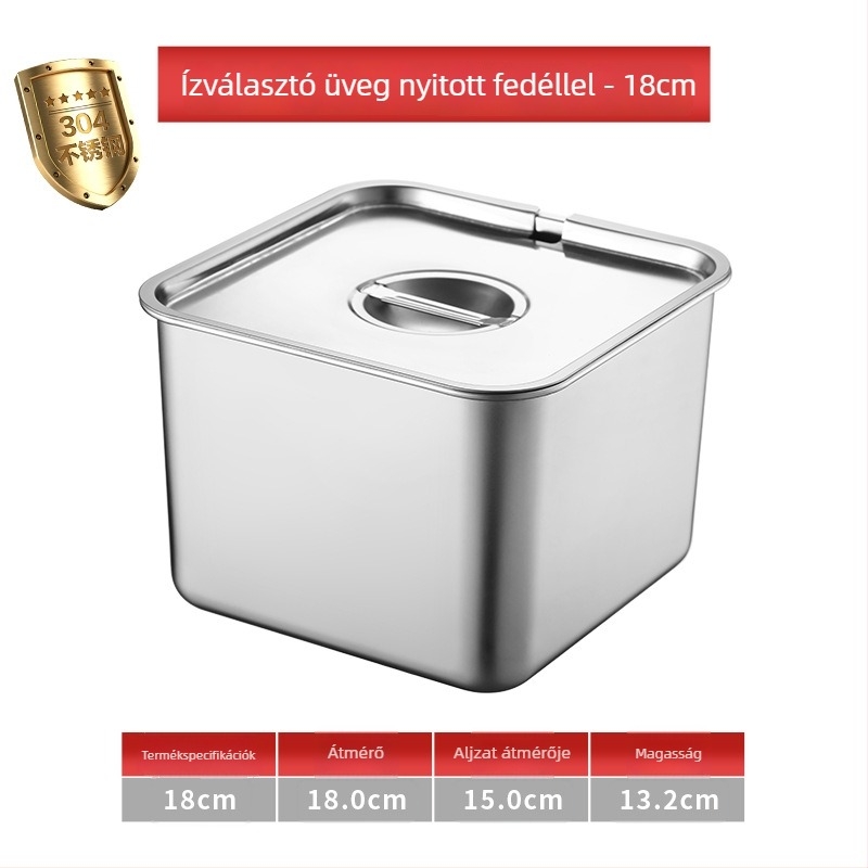 304 rozsdamentes acél négyszögletes fűszertároló fedővel