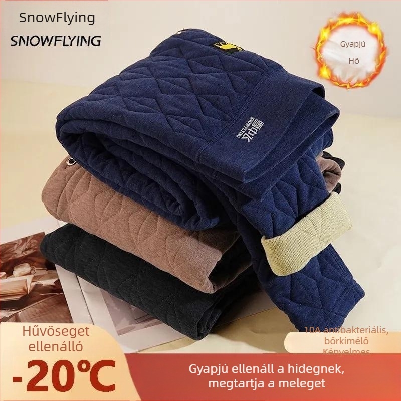 Uniszex gyapjú termosz nadrág, szélálló, velúr béléssel, duplaréteg, extra vastag 401-500 g/m²