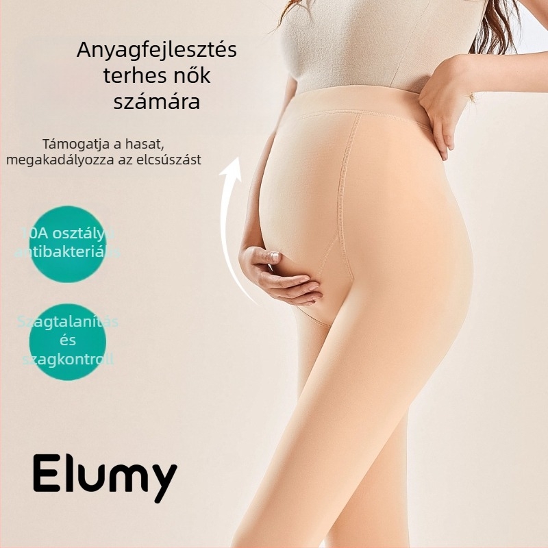 Várandós leggings ősz-tél nylon anyagból, fleece bélés, pocak-támogatás, lábfejes kialakítás