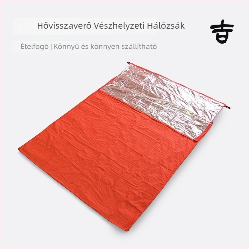 SUBITO Kültéri alvózsák kempingezéshez, egyrétegű töltet, 15D ezüstös bevonatú nylon bélés, boríték-stílusú kialakítás, felnőttek
