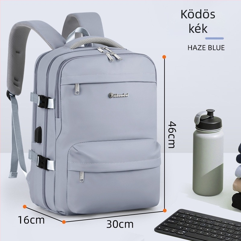 Üzleti utazó hátizsák ütésálló gyöngyház párnázattal, rekesz laptophoz, USB-port, vízálló és légáteresztő